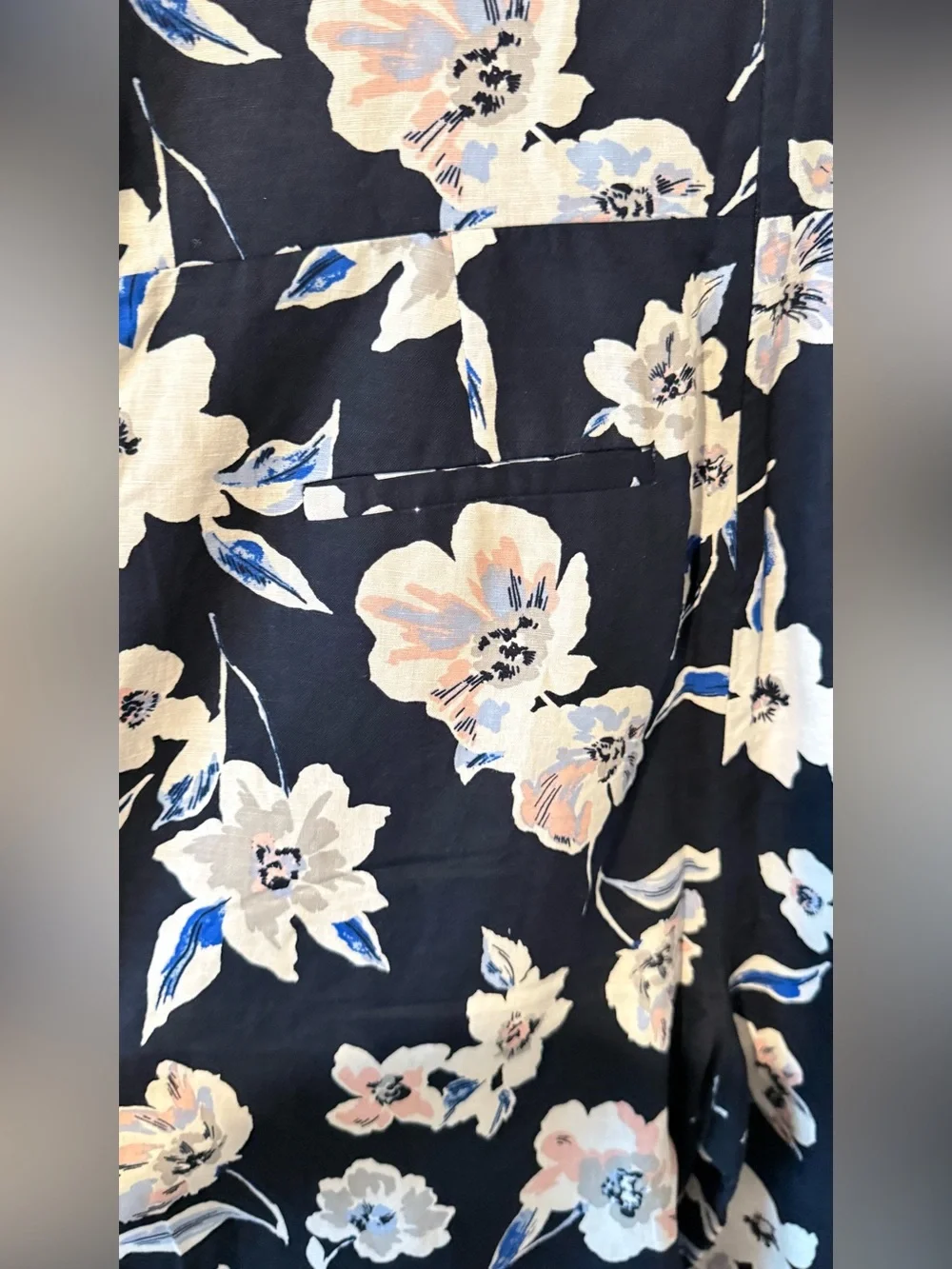Banana Republic Floral Linen Wide Leg Jumpsuit Women 14 Vacation Travel Casual
